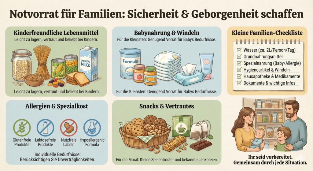 Übersicht und Checkliste für familienfreundlichen Notvorrat und Babynahrung
