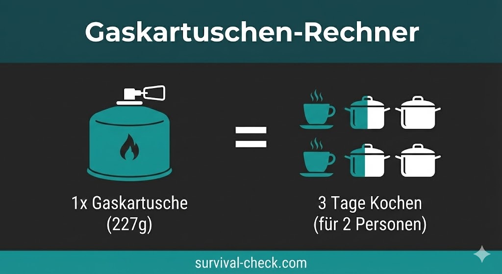 gaskartuschen vorrat berechnung v2 Infografik zur Planung des Brennstoffvorrats: Wie lange hält eine Gaskartusche?