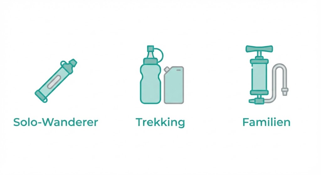 Infografik: Vergleich von Strohhalm-Filtern, Squeeze-Systemen und Pumpfiltern.